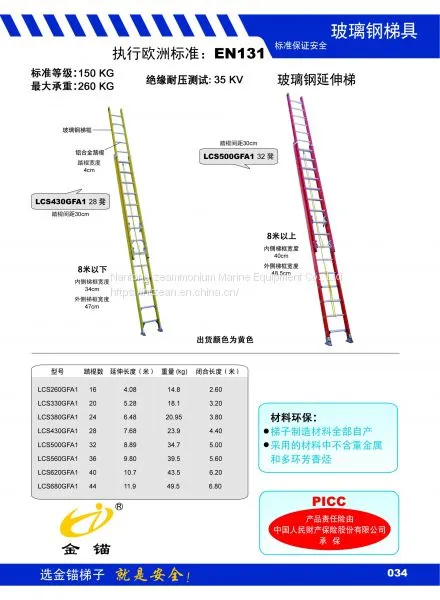 Gold Anchor Ladder European Standard FRP Insulated Vertical LadderFMA3-1201AFRP Insulated Ladder8 photo-4