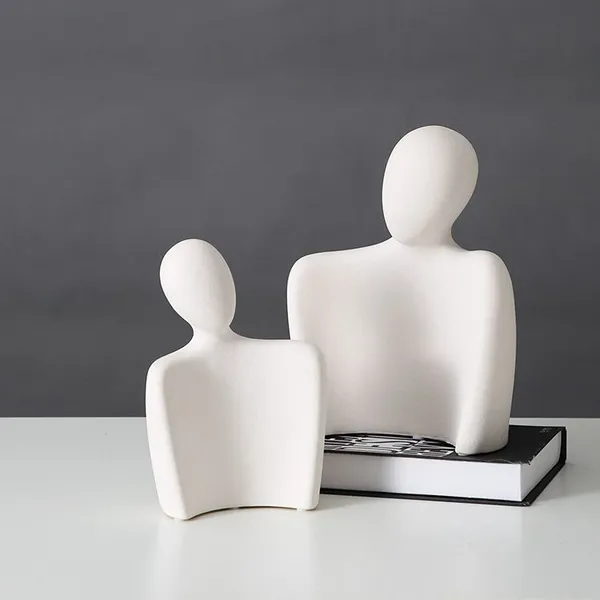 Little People Embrace Abstract Art Black And Whtie Ceramic Decor Decoration For Hallway Tv Bench photo-2