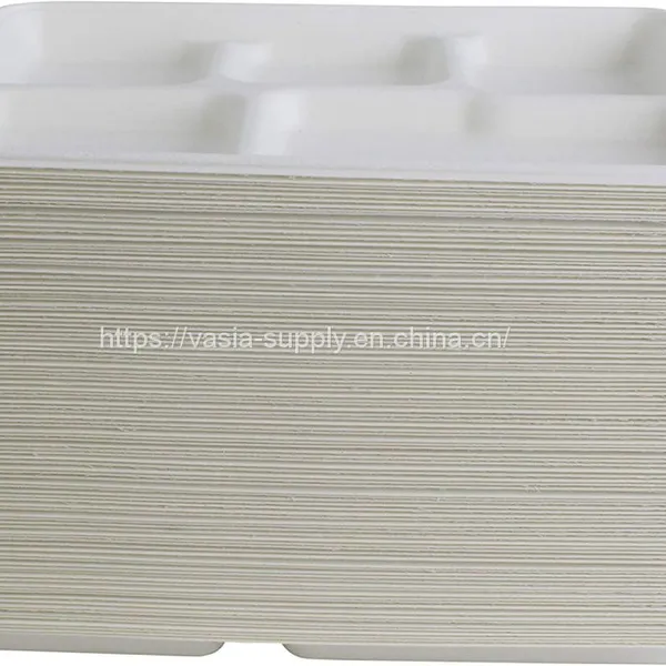 Wholesale Biodegradable Sugarcane Tableware Pile Food on 8“x10“ Bagasse Trays Does NOT Bend for Family Cookouts photo-2