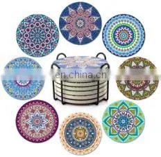 Custom Print Logo Hexagon Round Marble Coasters Ceramic Beer Sublimation Tissue Table Coasters With Gold for Drink photo-4