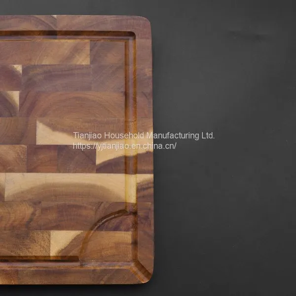 Custom/Wholesale Kitchen End Grain Wood Chopping Board Black Wooded Cutting Board With Juice Groove photo-3