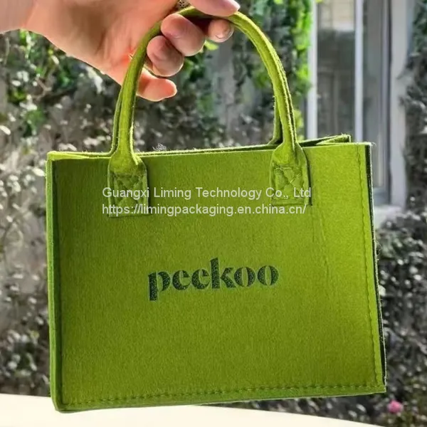Wholesale Multiple Colors Two Straps Logo Custom Felt Tote Bag Shopping