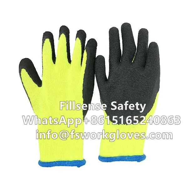 7gauge Polyester Loop Napping Shell Winter Thermal Latex Coated Gloves photo-3