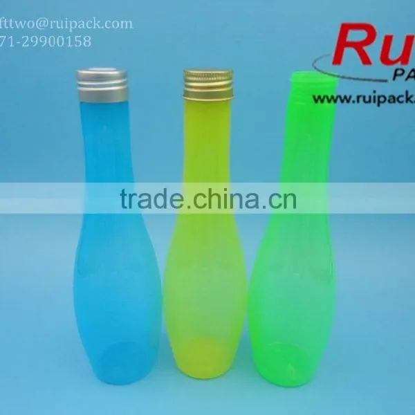 Hot! Long Thin Plastic PET Bottle With Aluminum Cap for Beverage/drink, Clear PET Juice Bottle photo-2