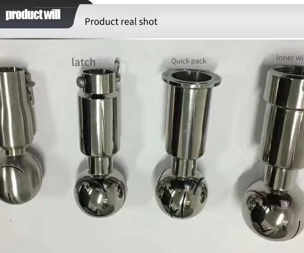 Stainless Steel 304 Quick - Install Spraying Ball 360 - Degree Rotating Tank Cleaner Universal Threaded Pin - Type Double Chuck Cleaning Ball Dn25