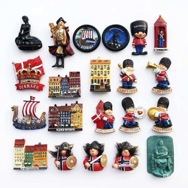 Wholesale Price Personalized Nordic Denmark Copenhagen Royal Crown Tourist Souvenirs Custom 3D Poly Resin Polyresin Fridge Magnet Factory