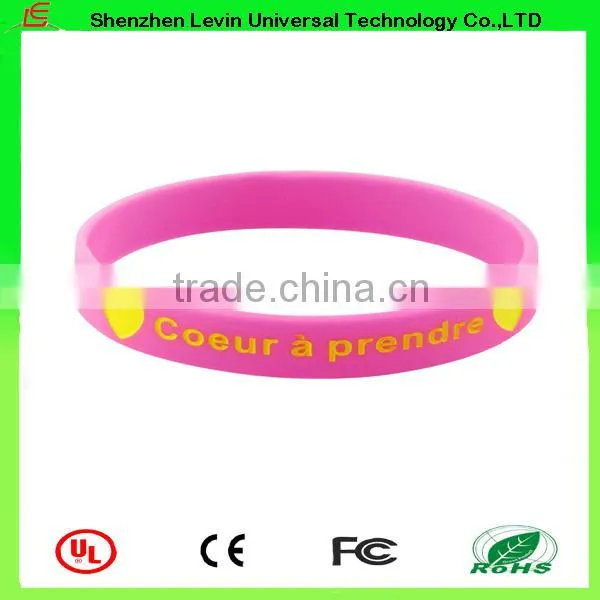 Advertising Monochore Logo Printed Hand Bracelet Silicone Wristband photo-2