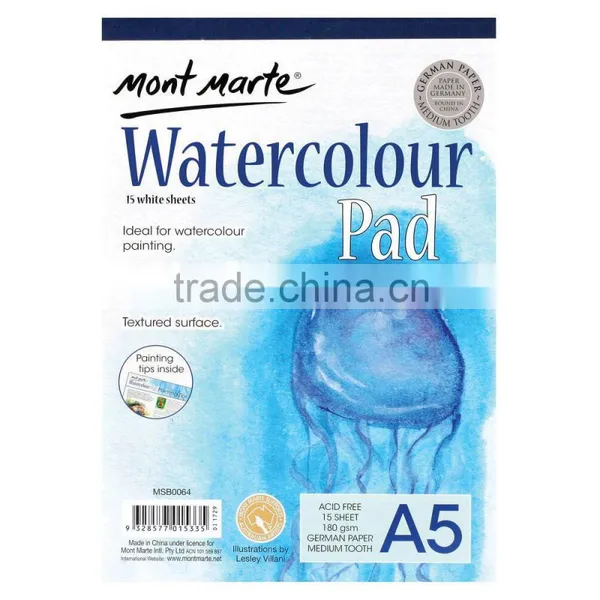 Mont Marte Watercolour Pad German Paper A5 180gsm 15 Sheet