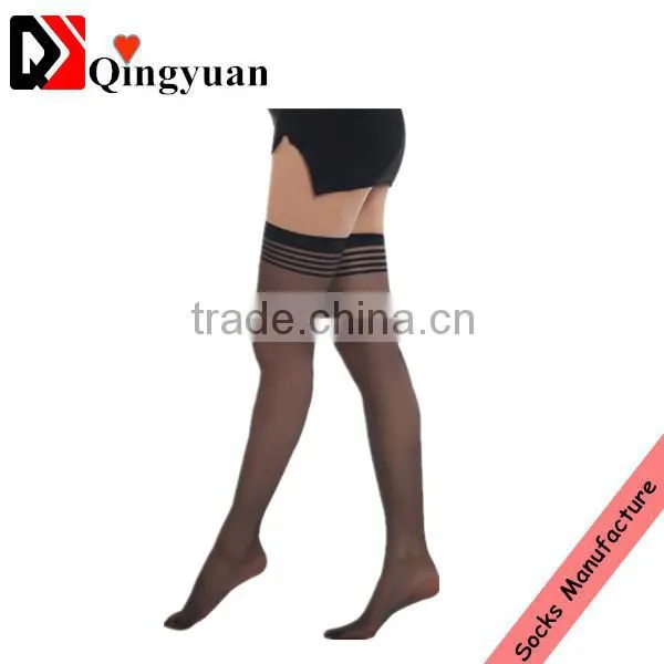 Lady Sexy Knee-high Black Silk Socks With Lace photo-2