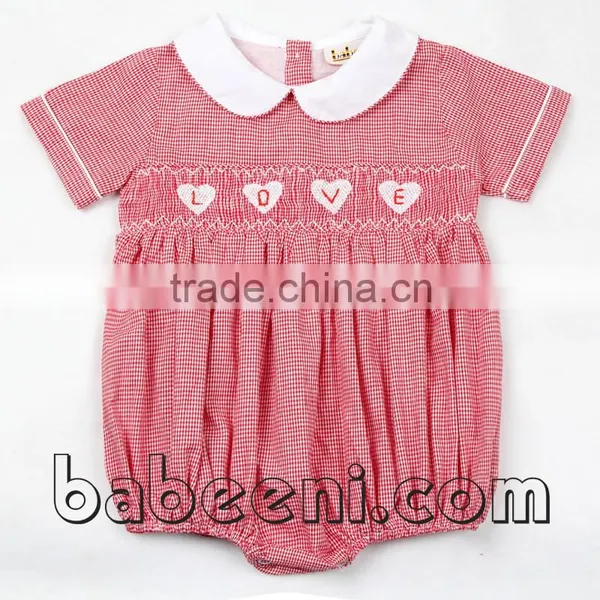 Cute Heart Hand Smocked Boy Bubble for Valentine