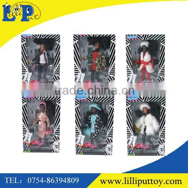 2016 12.5" Solid Body Vinyl Black Dark Skin Doll 6 Deisigns Mix for Kids