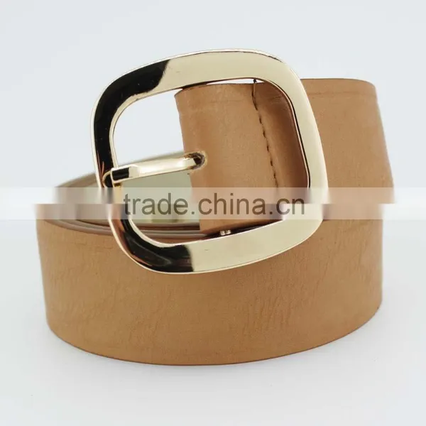 40Mm Women's Fashion Belt With Red pu Leather & Gold Square Buckle in Chinese Factory photo-6