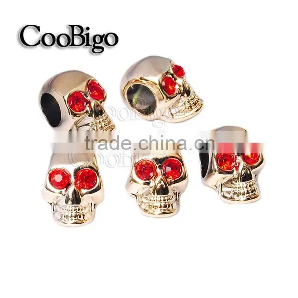 Light-Gold Plastic Skull Bead Rhinestone for Paracord Bracelet DIY Leathercraft #GP015-22G(02) photo-2