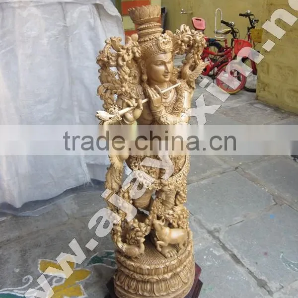 White Wood Krishna Statue photo-2