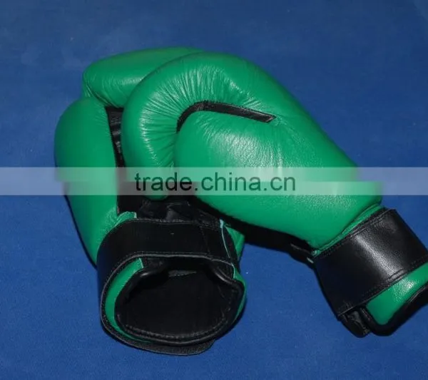 Green Top High Quality Leather Boxing Gloves