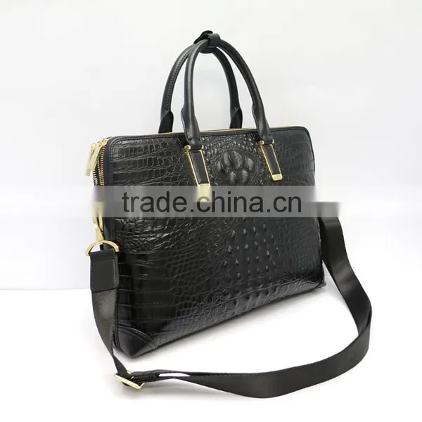 New Men's Briefcase Crocodile Grain Bag Black PU Leather Briefcase photo-4