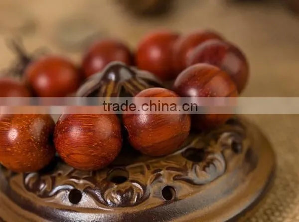 Men's Nice Round Natural Cat's Eye Red Antifatigue Sandalwood Beads Bracelet photo-3
