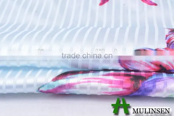 Shaoxing Mulinsen Woven New Design Print Stretch Satin Jacquard Fabric photo-2