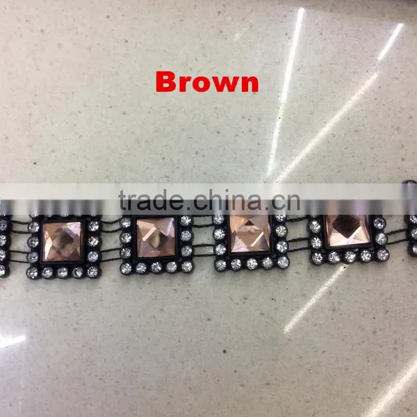 2017 New Fashion Rhinestone and Square Acrylic Chain for Shoe Decoration photo-3