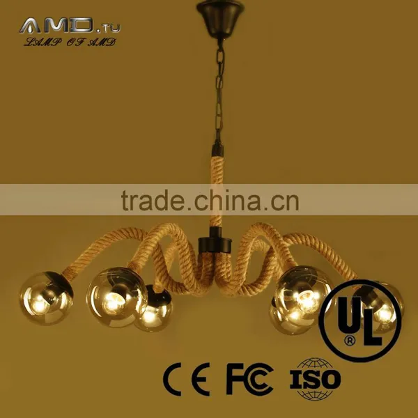 Durable Metal Baking Finish Lamp Ceiling Plate Lighting Woven Hemp Rope Light photo-6