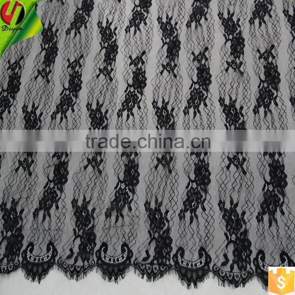 Factory Direct Cash #BY7509 Black Nylon Eyelash Fabric for Wedding Dresses photo-2