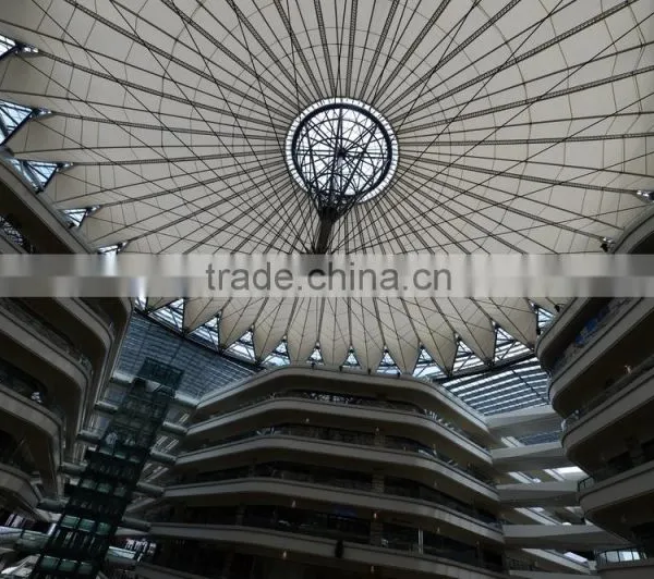 China Supplier UV Resistance Umbelliform Cable Net Tension Membrane Structure Shed With PTFE Coated Fiber Glass Fabric photo-4