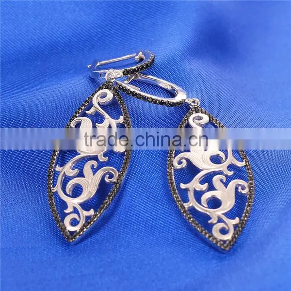 Black Spinel Silver Bridal Jewelry Display Set E005 photo-5