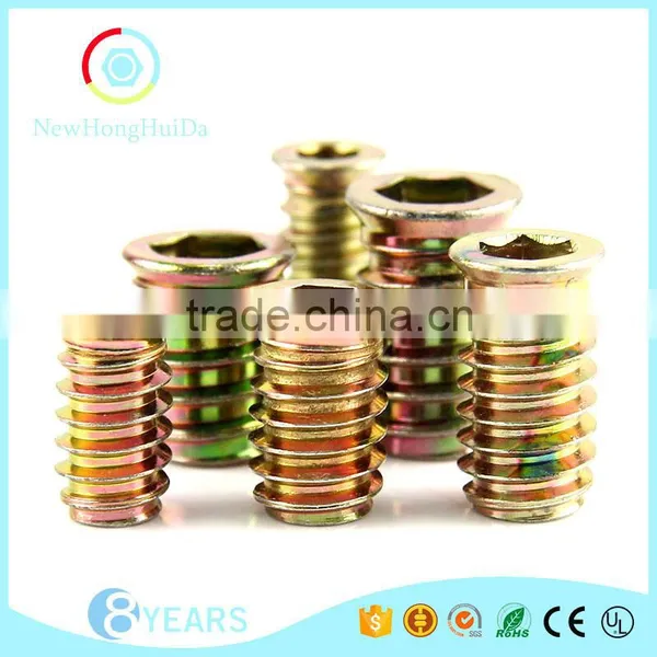 Odm Good Quality Zinc Alloy Colorful Furniture Wood Insert Nut photo-2