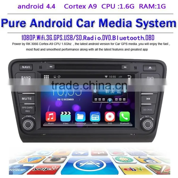 Pure Android Car DVD for Skoda Octavia 2013 2014 A5 With Pure Android 4.4 Dual Core CPU:1.6G RAM:1G WIFI 3G Audio Video Player photo-2