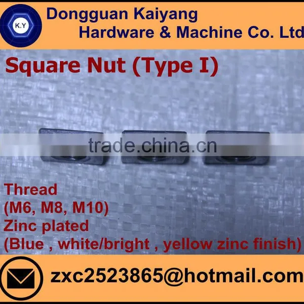 Square Nut Type I (Bicycle Fastener); Zinc Plated (Blue , White/bright , Yellow Zinc Finish ); M4, M8, M10. photo-2