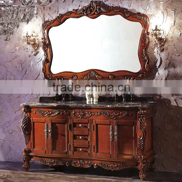 WTS3044 49 Inch American Style Antique Bathroom Cabinet Floor Standing Solid Carved Sink Bathroom Vanity Cabinets Combinatio photo-3