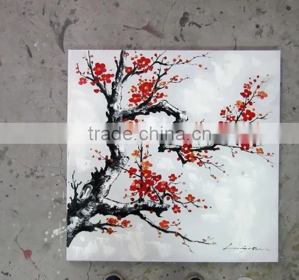 Modern Canvas Flower White Black Red Painting photo-4