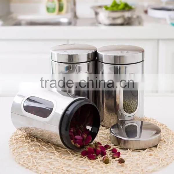 Custom Stainless Steel Tea Coffee Candy Storage Canister With Window photo-4