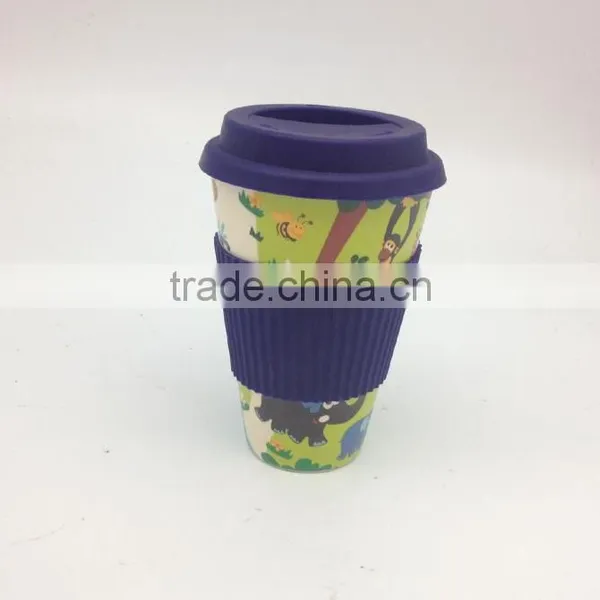 Best Selling Biodegradable Bamboo Fiber Coffee Cup With Sleeve and Lid photo-3