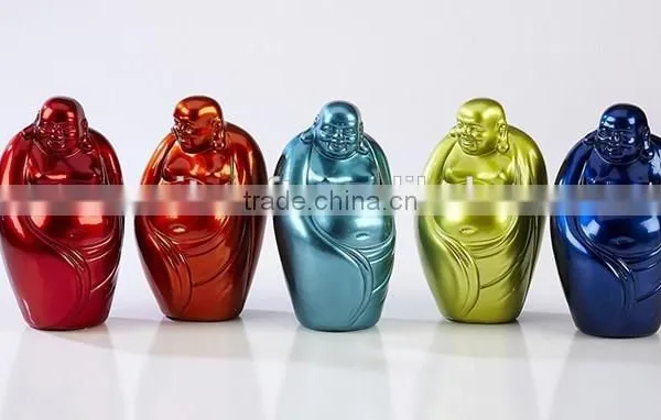 Happy Colorful Plated Small Laughing Buddha Figurine photo-2