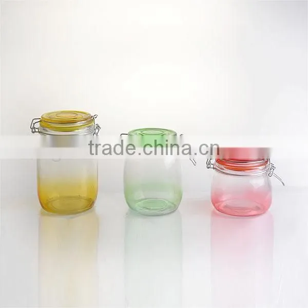 Colorful Glass Storage Jar With Clip Lid photo-3