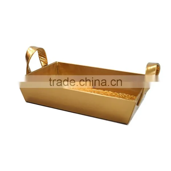 Rectangle Luxury Golden Faux Leather Cardboard Storage Tray photo-5