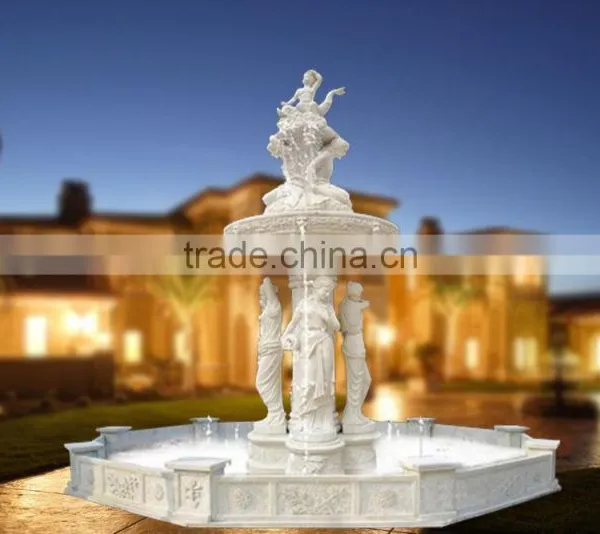 Hot Selling Garden Decoration Stone Carving Marble Three Beaty Fountain Water photo-2