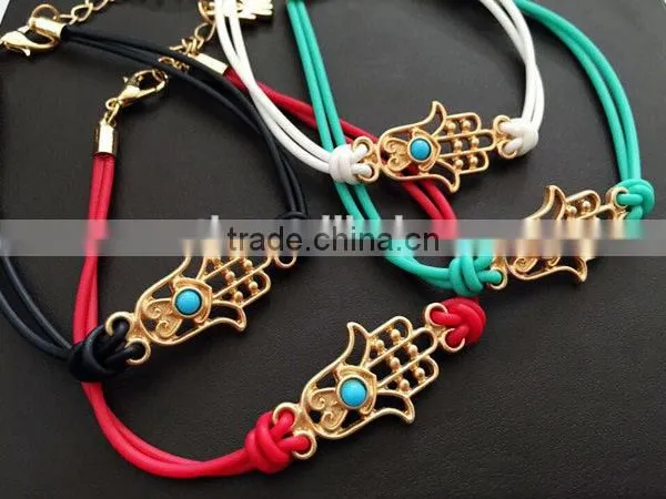 Gold Hamsa Hand Rubber Bracelet photo-3