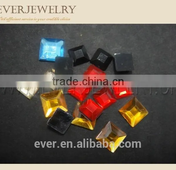 Flat Back Acrylic Rhinestone, Red Square Flat Back Acrylic Rhinestone photo-2