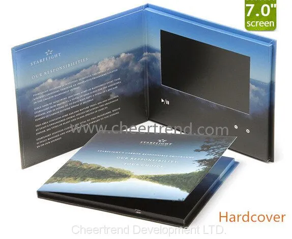 CE ROHS Certificate Hardcover A5 Size 7'' TFT LCD Video Brochure for AD photo-4