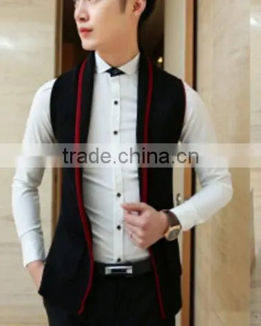 Wholesale 100% Acrylic Navy Blue Cable Knitted Sleeveless Vest Sweater photo-2