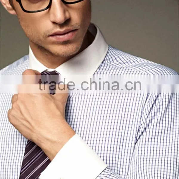 New Design Small Checked Blends Cotton Men Shirt SL0068 photo-3