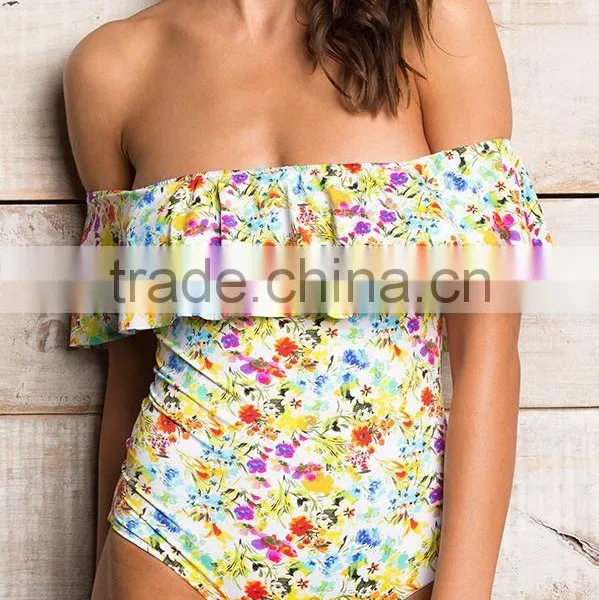 Ladies Fashion Big Ruffle Without Strap One-piece Swimwear photo-2