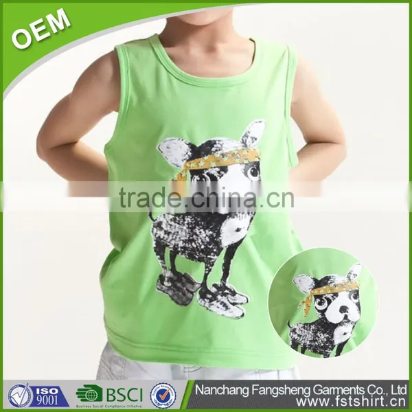 Lastest Hotsales Good Quality Summer Kids Cotton O-neck Tank Top photo-3