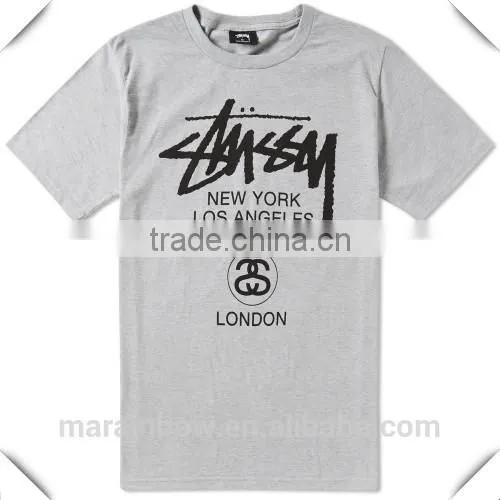 High Quality 100% Cotton Grey Printed Mens Crew Neck T Shirts Graphic Print Short Sleeve T Shirt photo-3