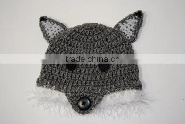 Crochet Knitting Winter Animal Fox Ears Hat photo-3