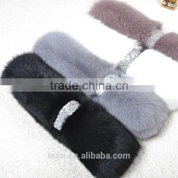 15colors Real Fox Fur Scarf 95x15cm Women Fashionable Winter Fluffy Natural Genuine Fur Scarfs Shawls Luxury Neckwarmer photo-5