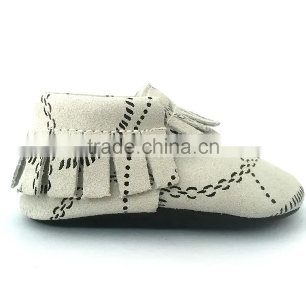 Most Hot Selling Baby Genuine Leather Fringe Moccasins Soft Leather Moccs Baby Booties Toddler Shoes Moccasins photo-2