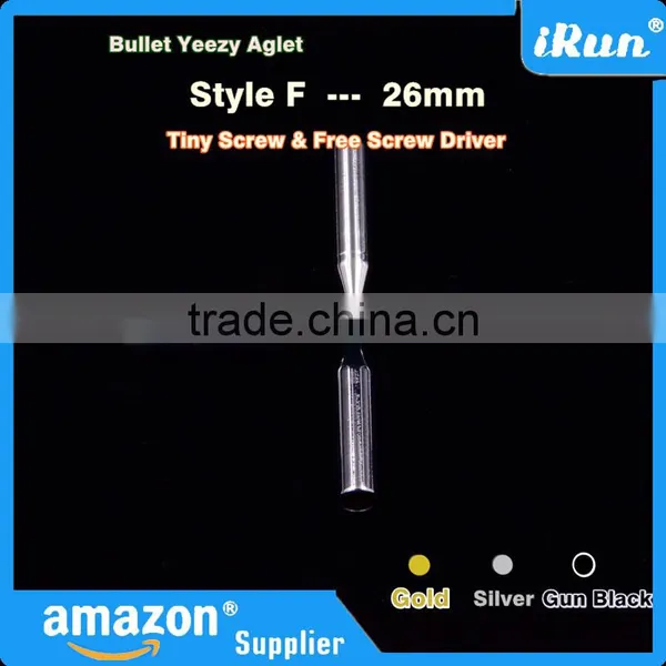 (MOQ:100pcs) Screw Metal Shoelaces Bullet Cylinder Aglets Tips - Mixed Color Yeezy Lace Round Bullet Aglets - 26 mm Bullet Aglet photo-4
